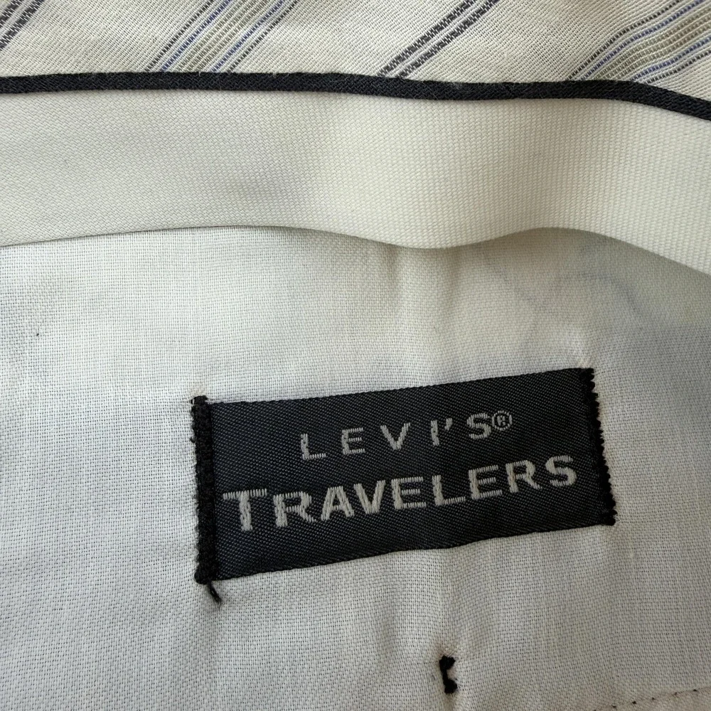 VTG Levis Travelers Dress Pants Mens 42x30 Black Classic Fit Wool Blend Office